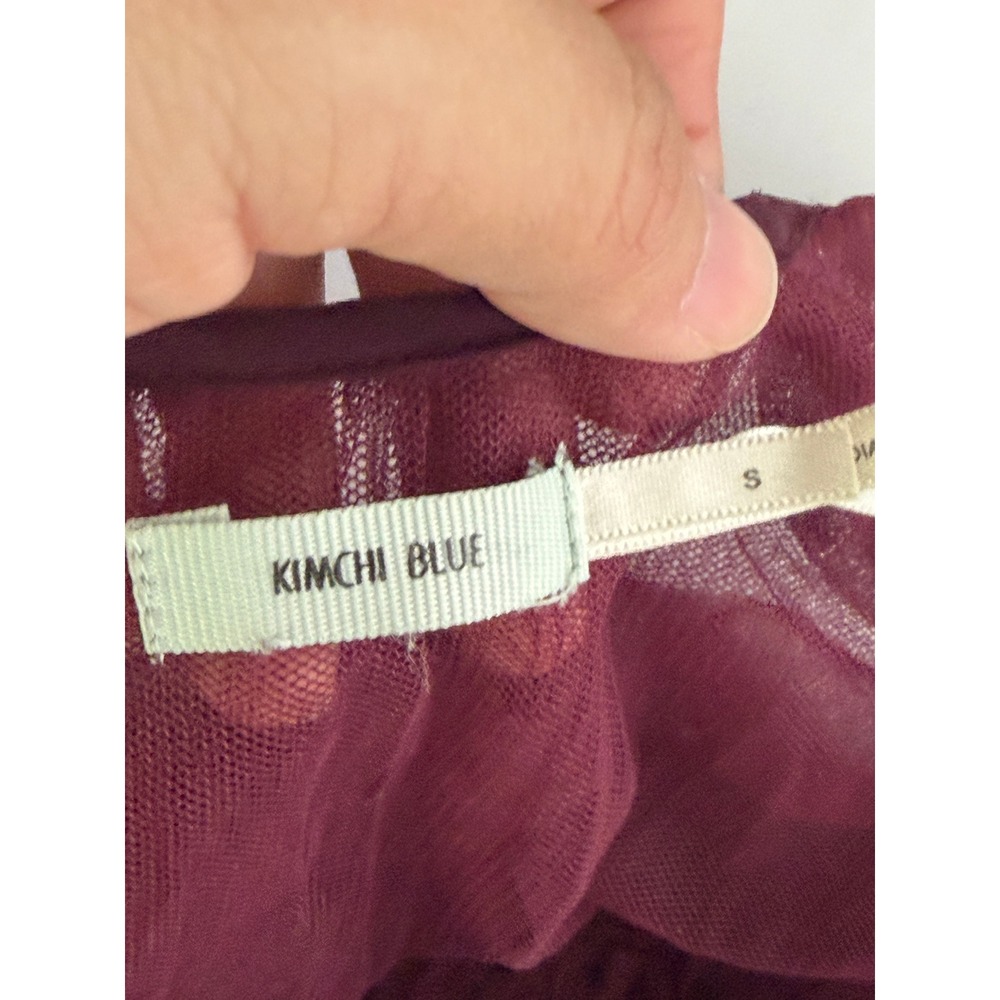 Kimchi Blue Mini Dress Sz S Plum Sheer Mesh Embroidered Tiered Fairy Coquette - Picture 6 of 7